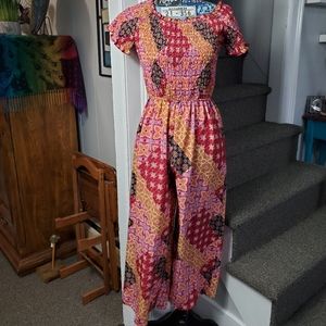 PATCHWORK WIDE LEG JUMPSUIT!